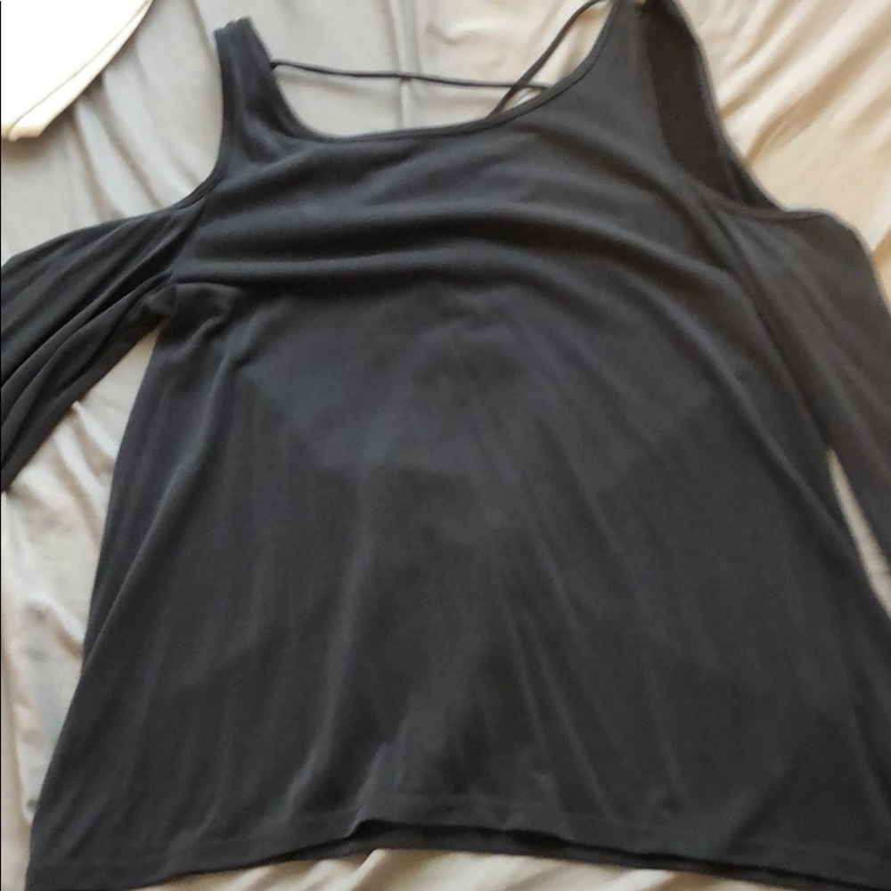 Gray cold shoulder top